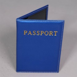 Pasaport Kılıfı Koyu Mavi Suni Deri Parlak