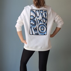 Unisex Beyaz Sırt Baskılı Sweatshirt