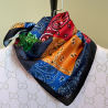 Renkli Desenli Saten Fular Bandana
