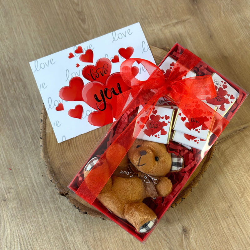 Sevimli Ayıcık Love Çikolata Sevgiliye Hediye Paketi